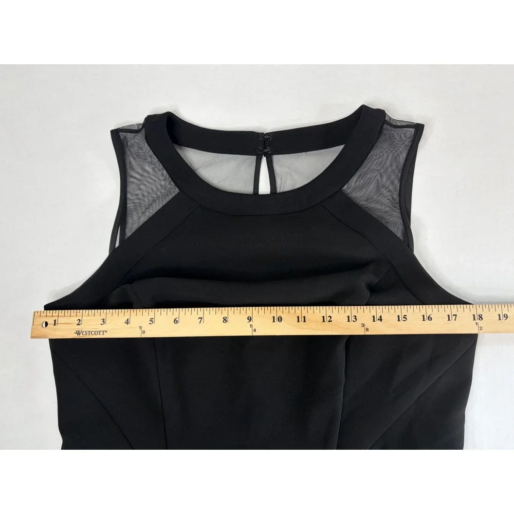 White House Black Market Black Mesh Yoke Sleeveless Sheath Dress Size 10‎